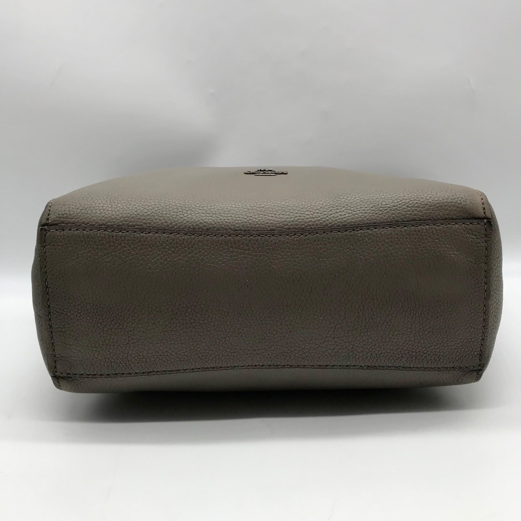 Coach Gray Pebbled Leather Turnlock Chain Tote Bag 57107