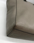 Coach Gray Pebbled Leather Turnlock Chain Tote Bag 57107