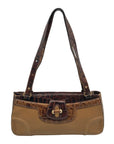 Brahmin Brown Crocodile Embossed Leather 25th Anniversary Edition Shoulder Bag