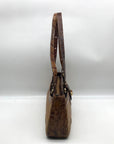 Brahmin Brown Crocodile Embossed Leather 25th Anniversary Edition Shoulder Bag