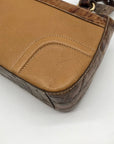 Brahmin Brown Crocodile Embossed Leather 25th Anniversary Edition Shoulder Bag