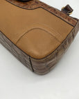 Brahmin Brown Crocodile Embossed Leather 25th Anniversary Edition Shoulder Bag