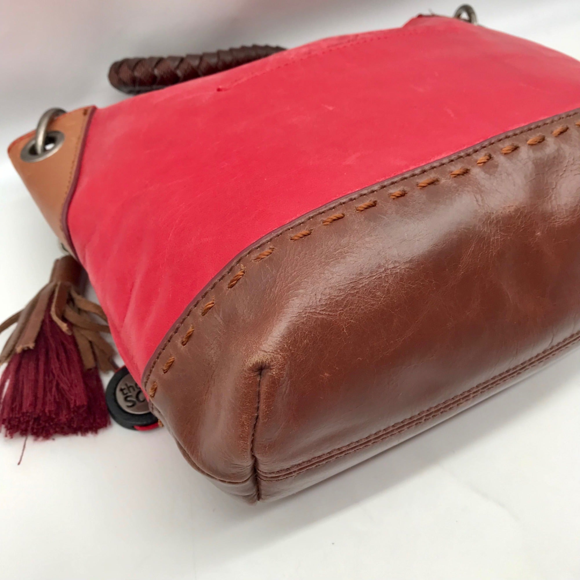 The Sak Red &amp; Brown Leather Alameda Shoulder Bag