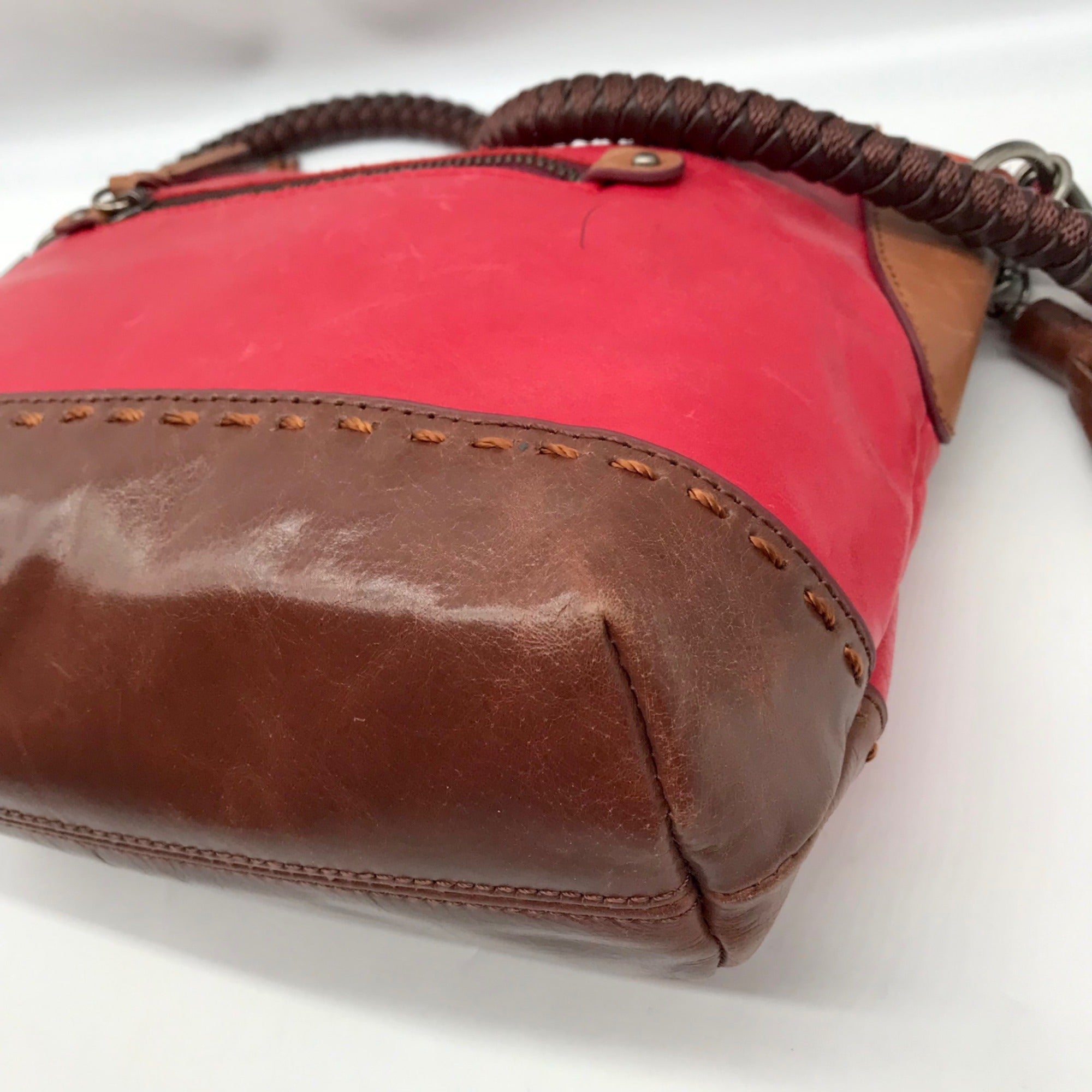 The Sak Red &amp; Brown Leather Alameda Shoulder Bag