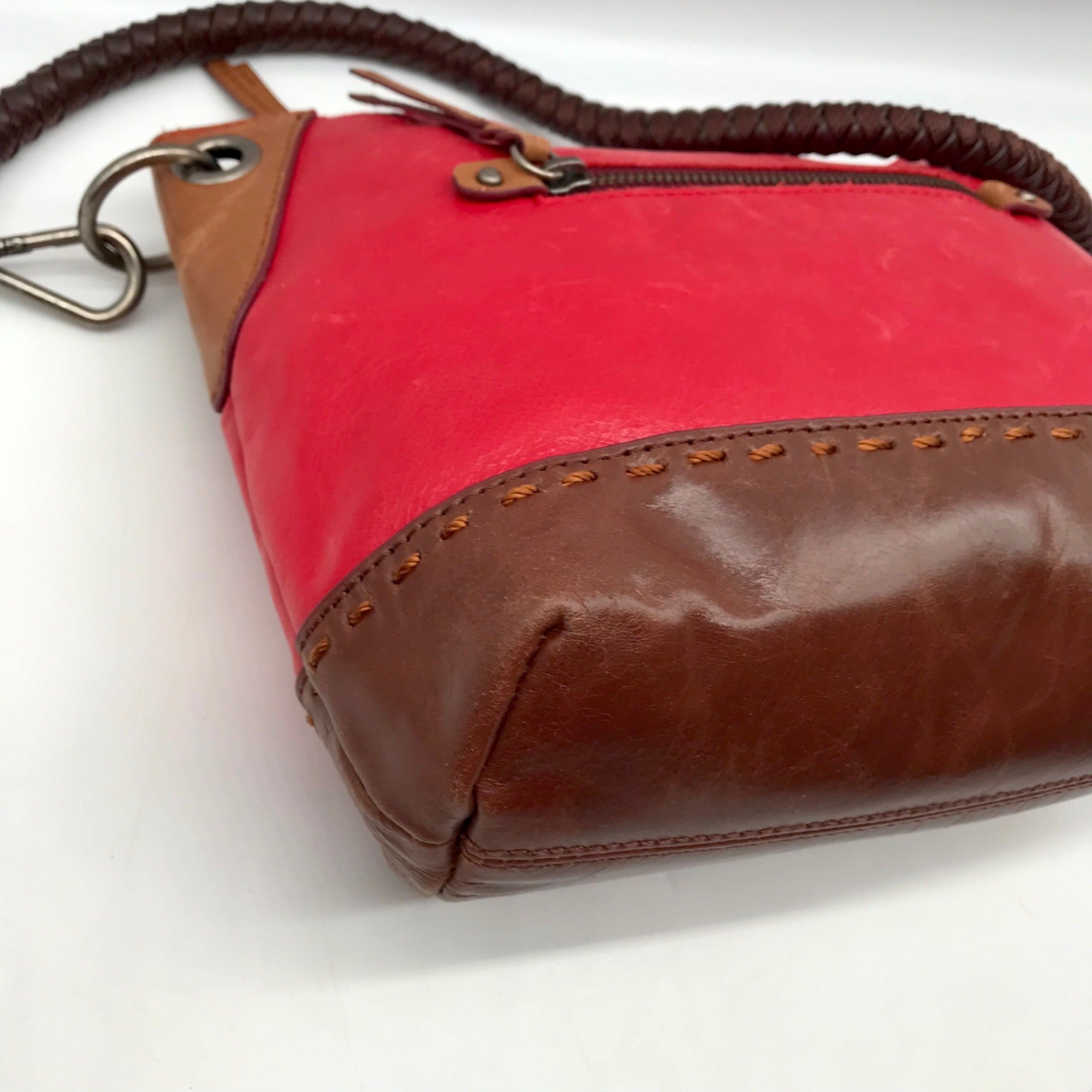 The Sak Red &amp; Brown Leather Alameda Shoulder Bag