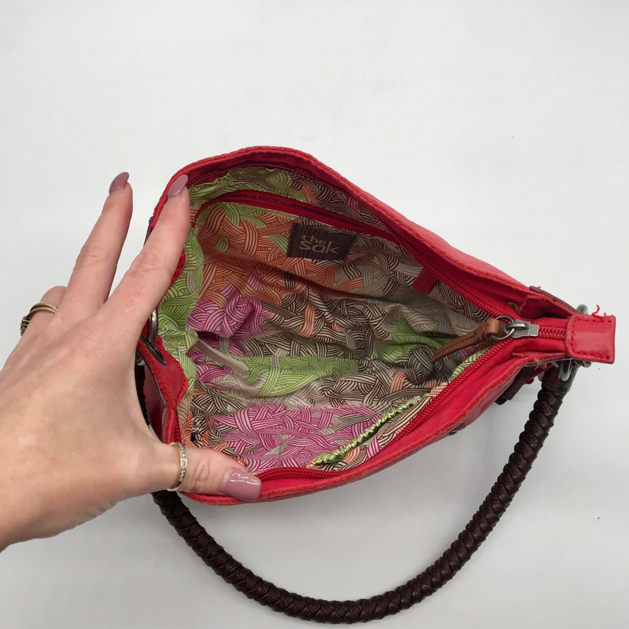 The Sak Red &amp; Brown Leather Alameda Shoulder Bag
