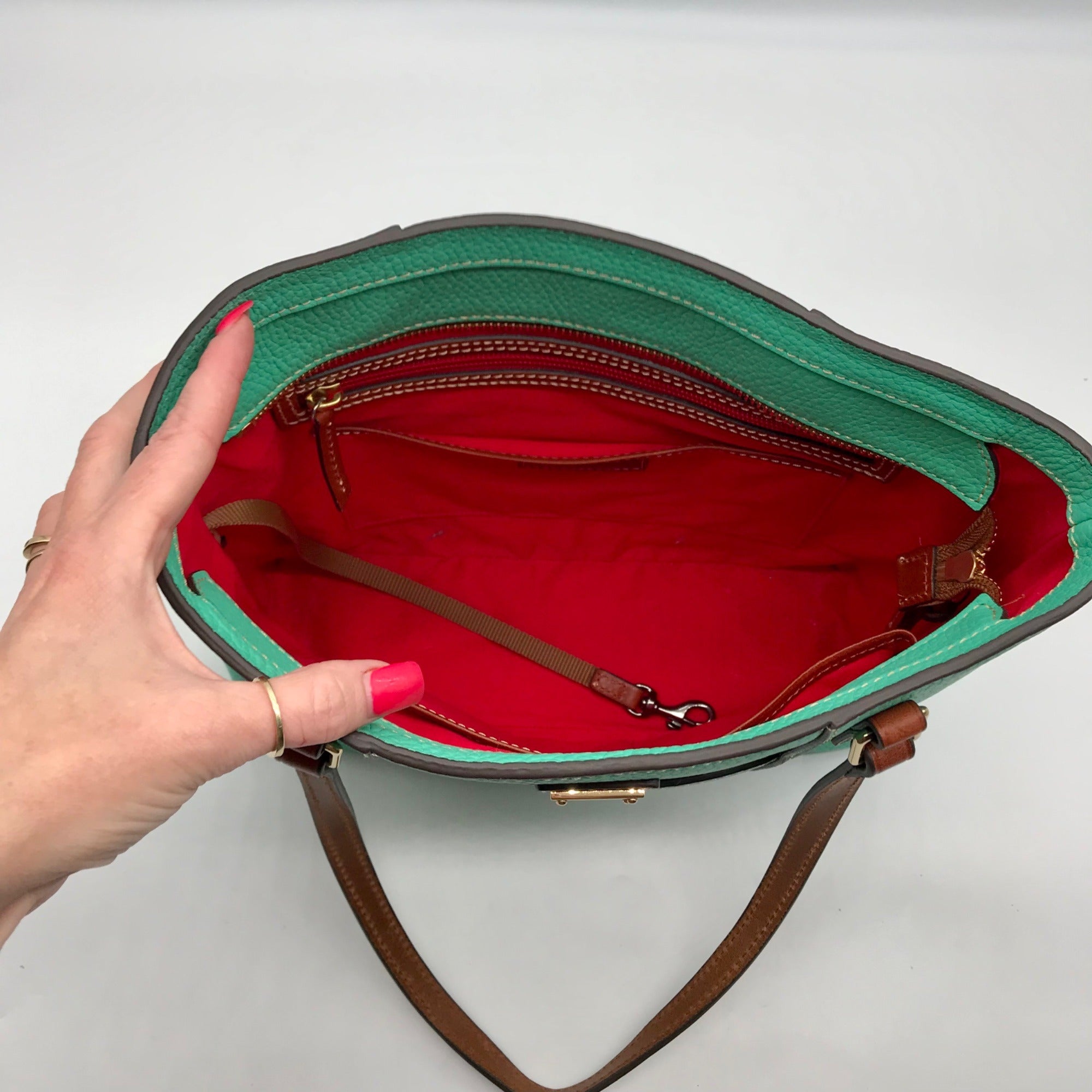 Dooney &amp; Bourke Mint Green Pebbled Grain Leather Lexington Tote Bag