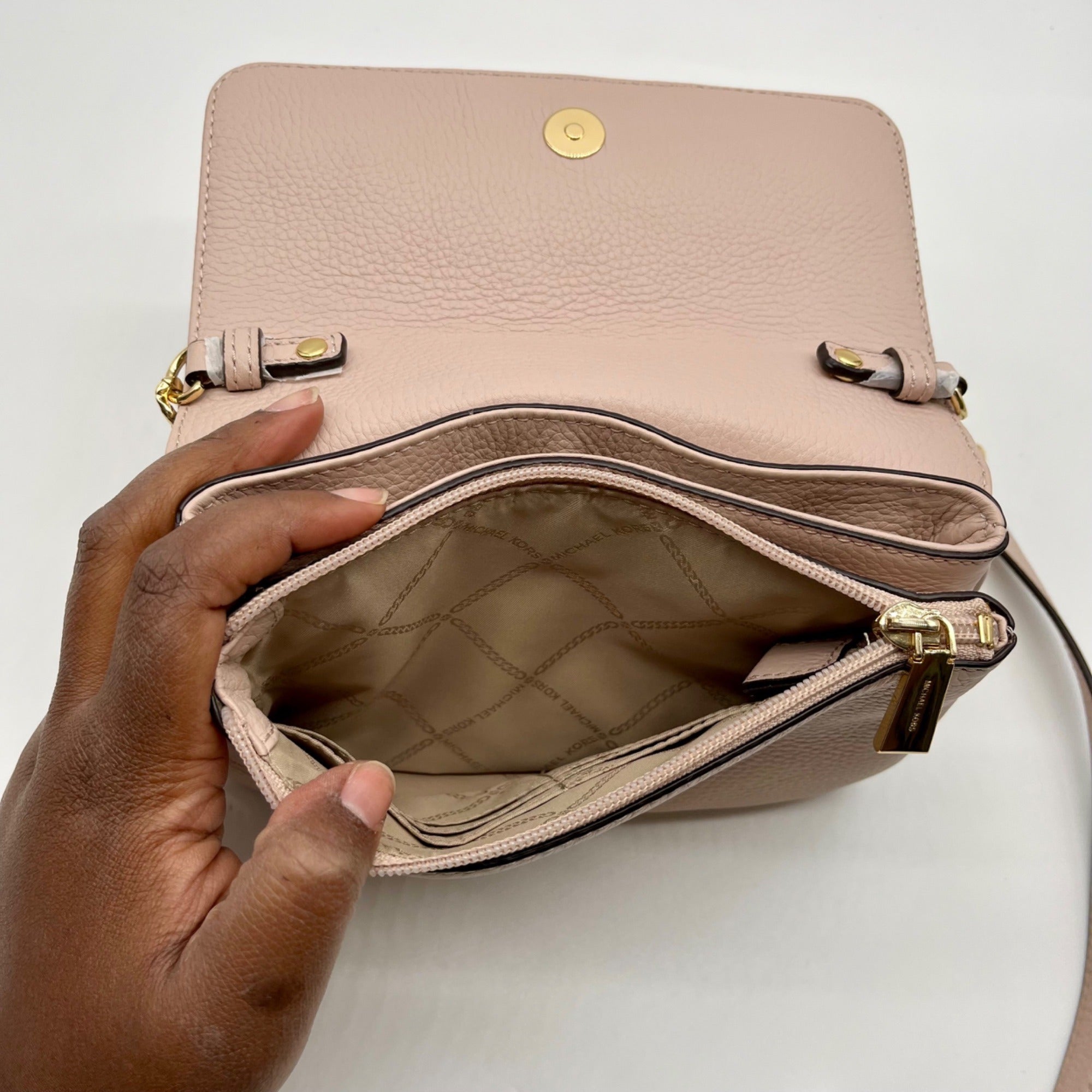 Michael Kors Bedford Pink Pebbled Leather Crossbody Bag