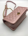 Badgley Mischka Pink Quilted Stud Convertible Crossbody