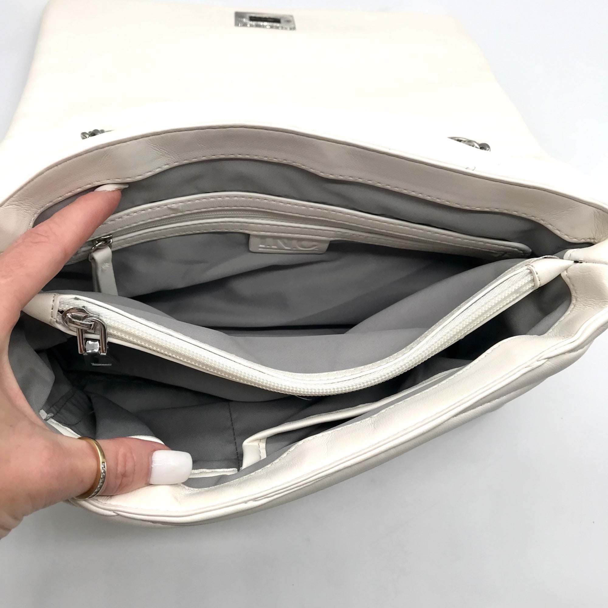 I.N.C. White Soft Ajae Galaxy Quilted Shoulder Bag