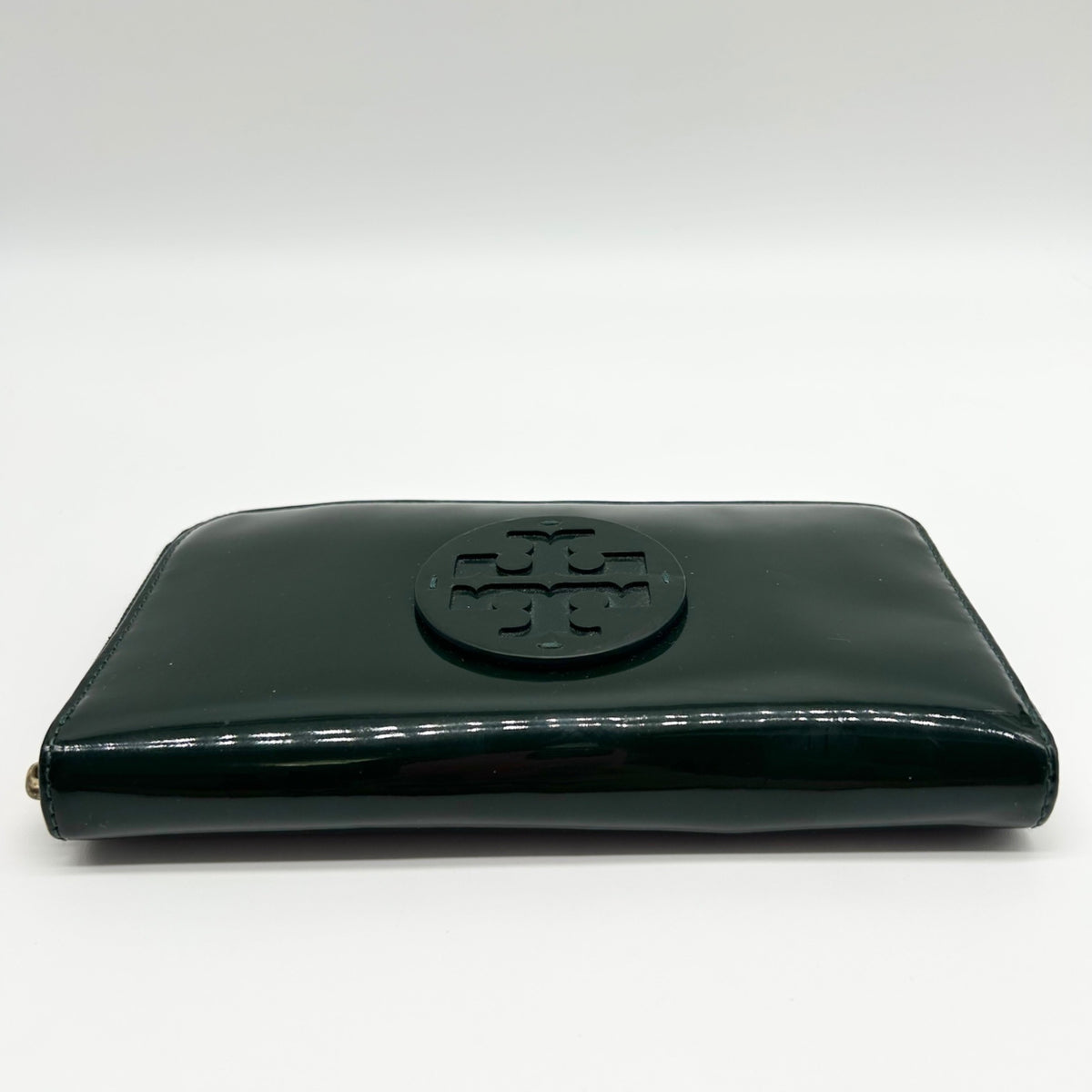 Tory Burch Black Patent Leather Continental Zip-Around Wallet