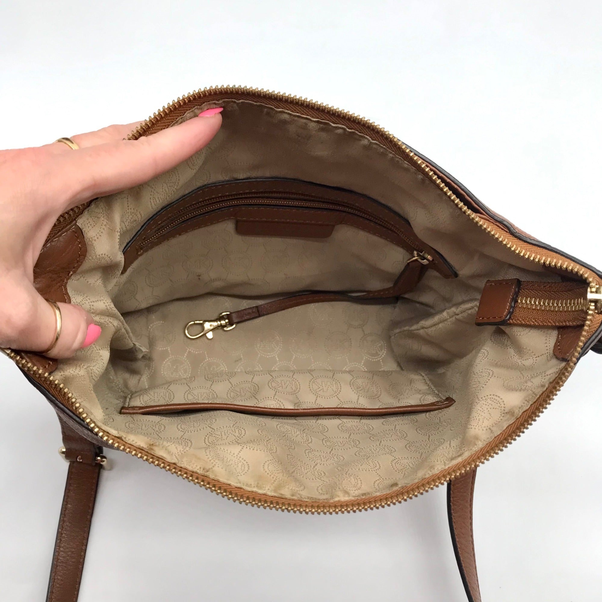 Michael Kors Brown Leather Lupita Crossbody Messenger Bag