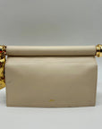 JW PEI Cream Leather Metal Pendant Embellished Clutch Bag