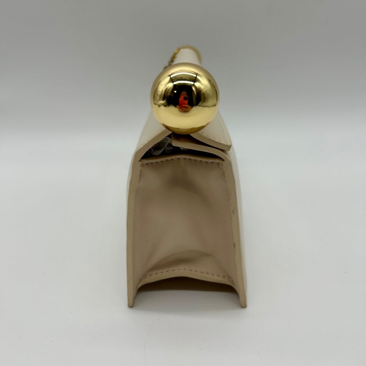 JW PEI Cream Leather Metal Pendant Embellished Clutch Bag
