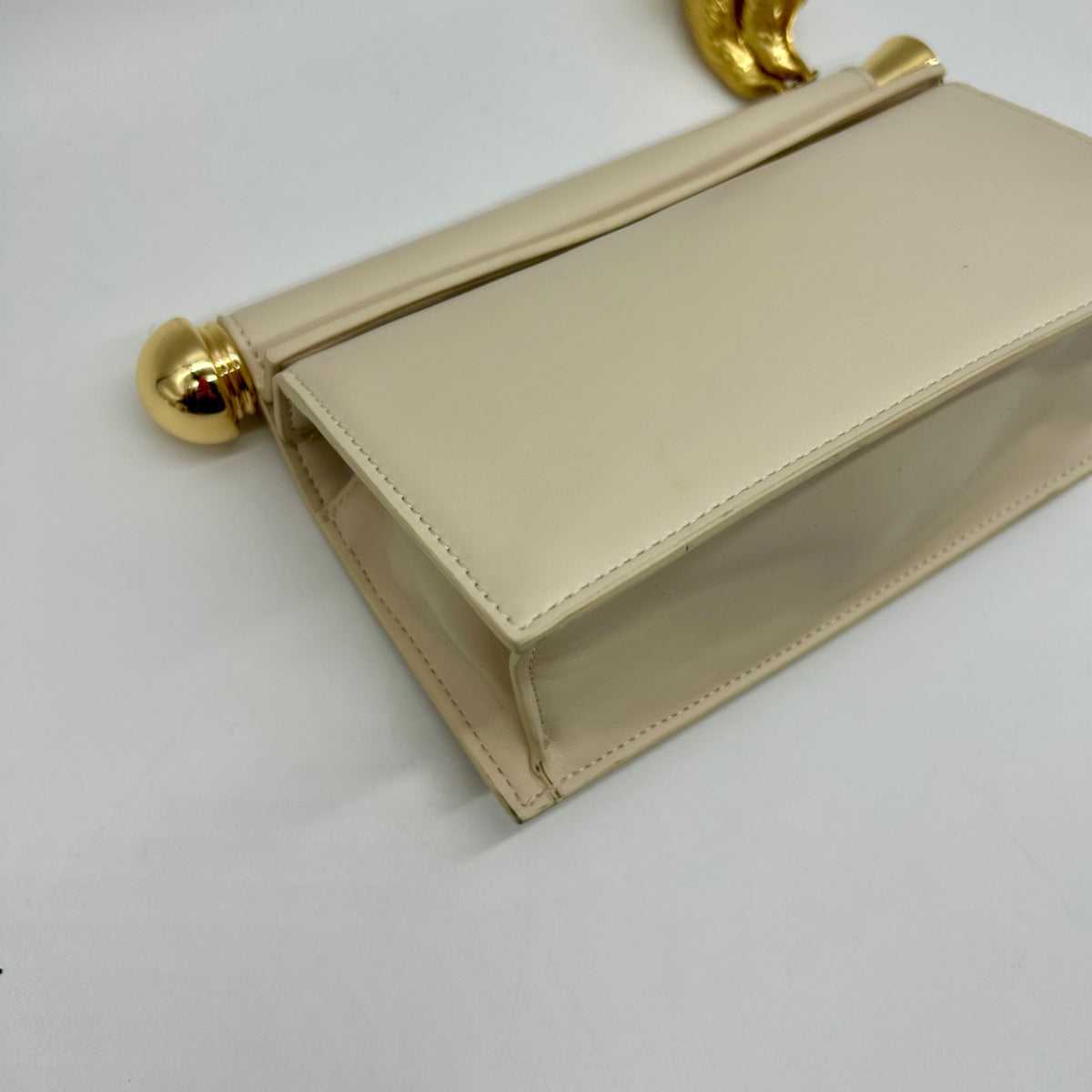 JW PEI Cream Leather Metal Pendant Embellished Clutch Bag