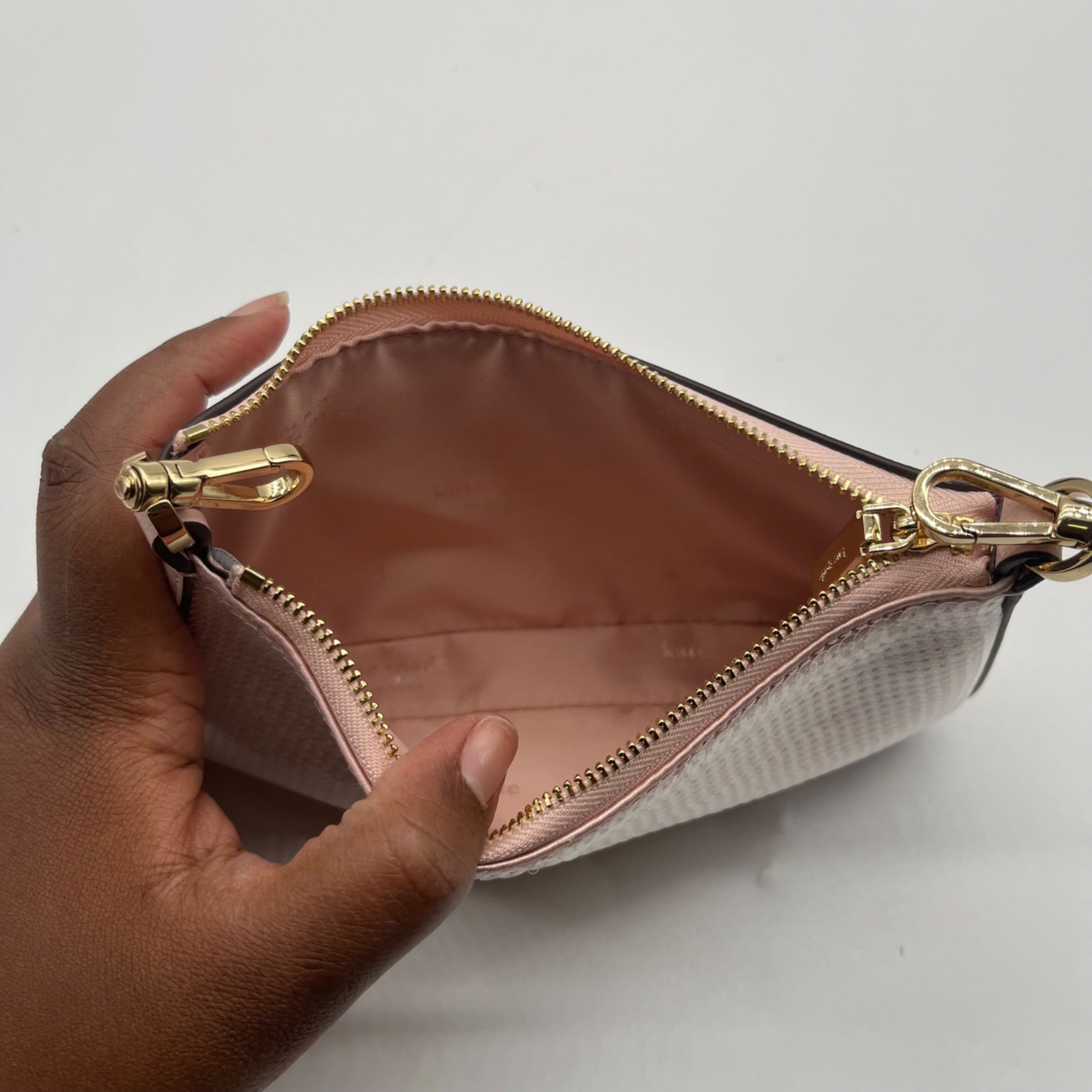 Kate Spade Blush Pink Duet Satin Sequin Crossbody Bag