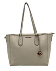 Michael Kors White Pebbled Leather Large Top Zip Tote Bag