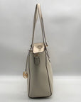 Michael Kors White Pebbled Leather Large Top Zip Tote Bag