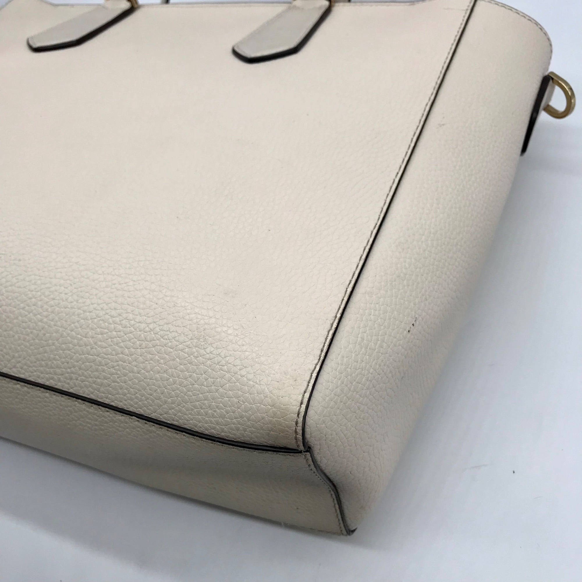 Michael Kors White Pebbled Leather Large Top Zip Tote Bag
