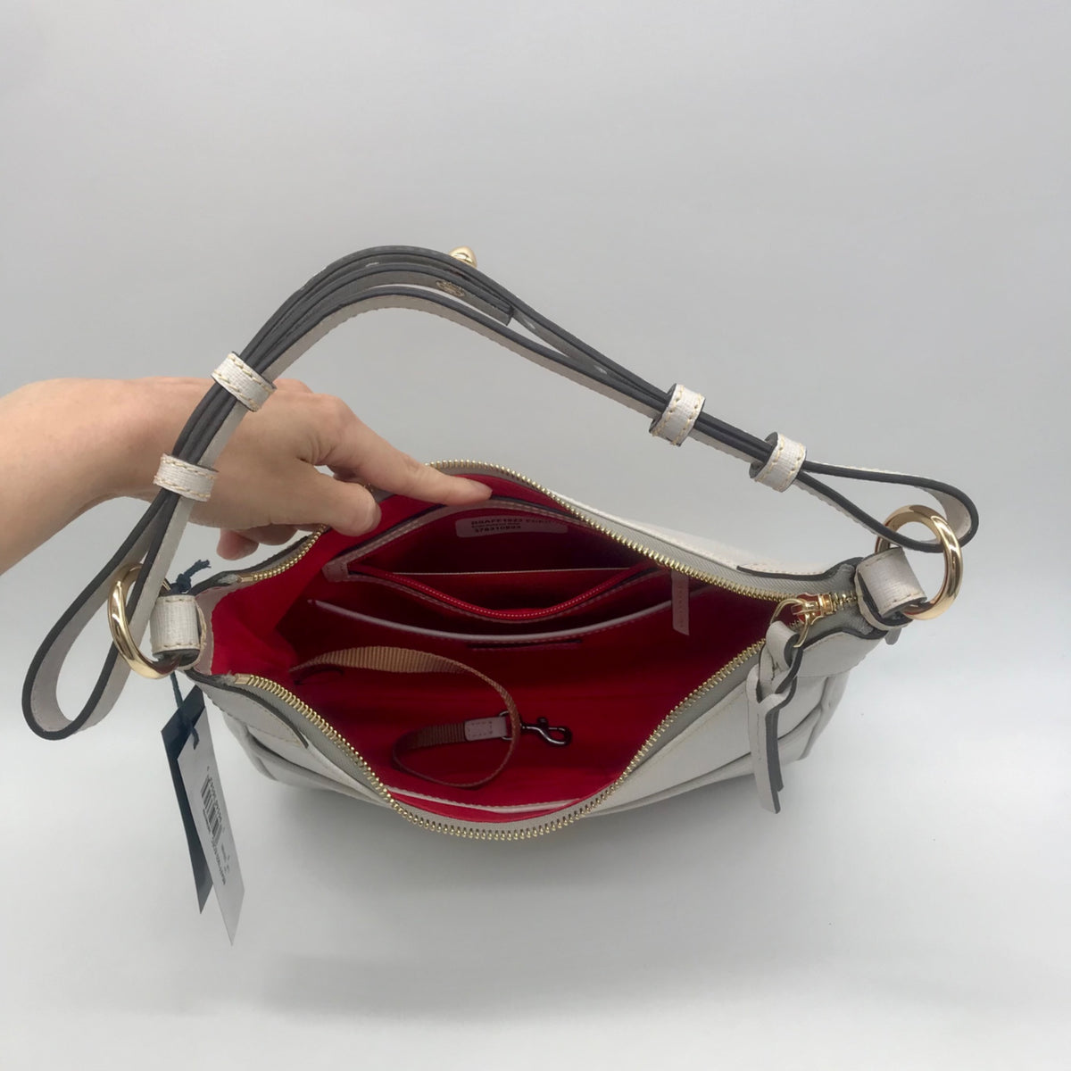 Dooney &amp; Bourke Grey Lucca Leather Large Shoulder Bag