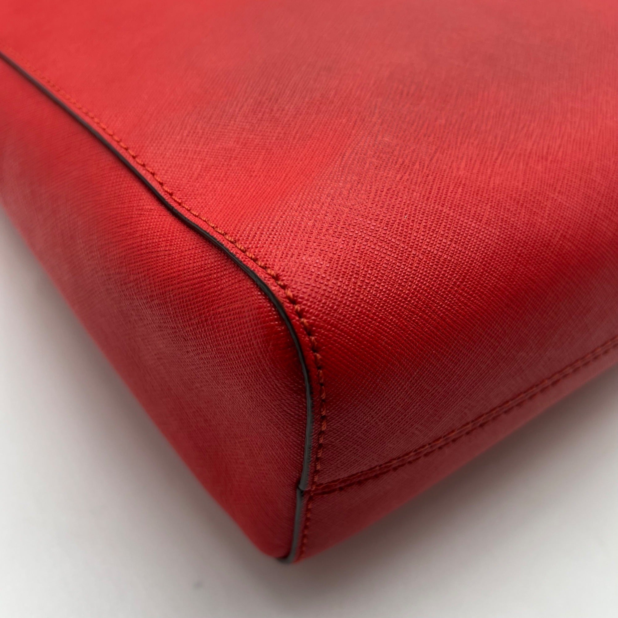 Michael Kors Red Saffiano Leather  Tote Bag