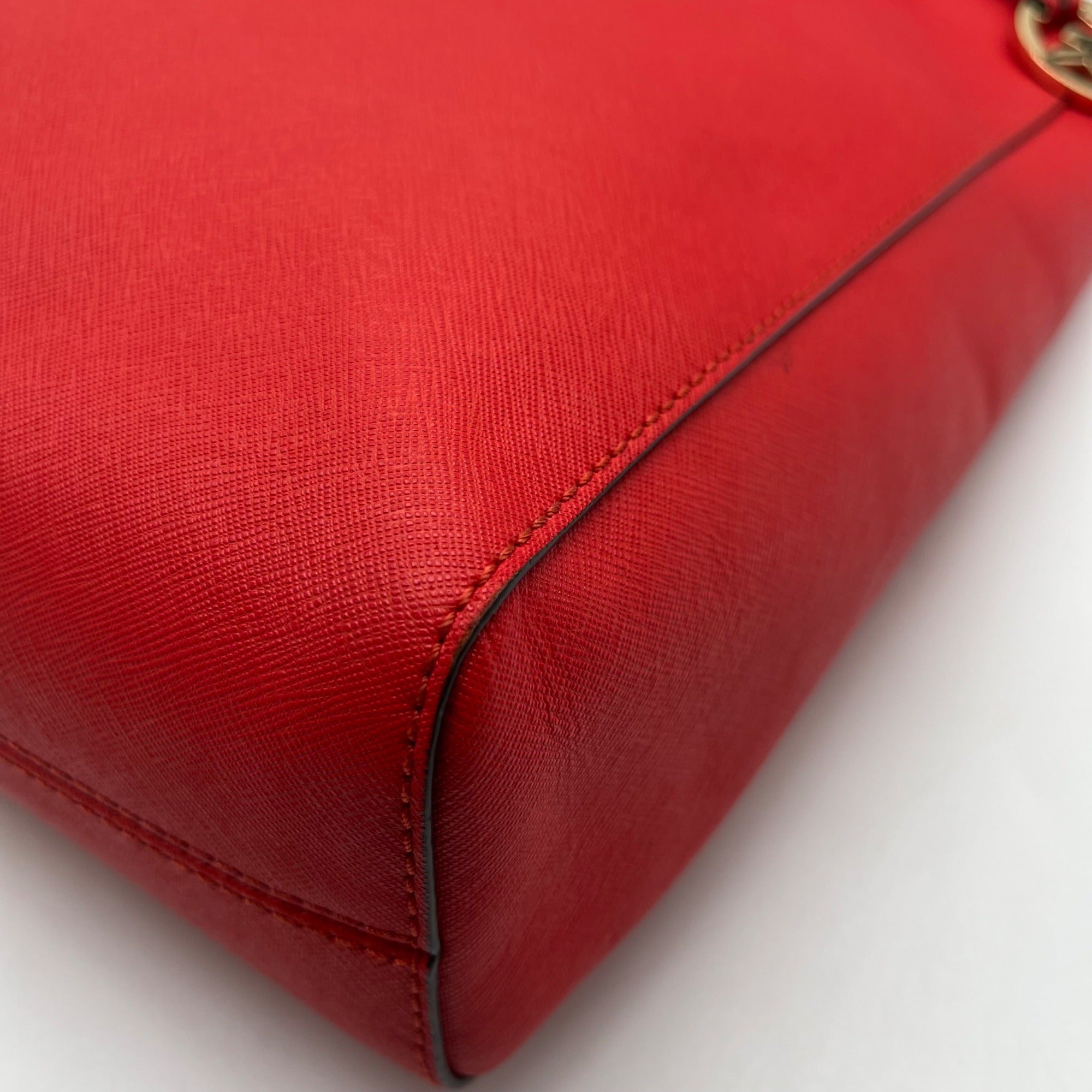 Michael Kors Red Saffiano Leather  Tote Bag