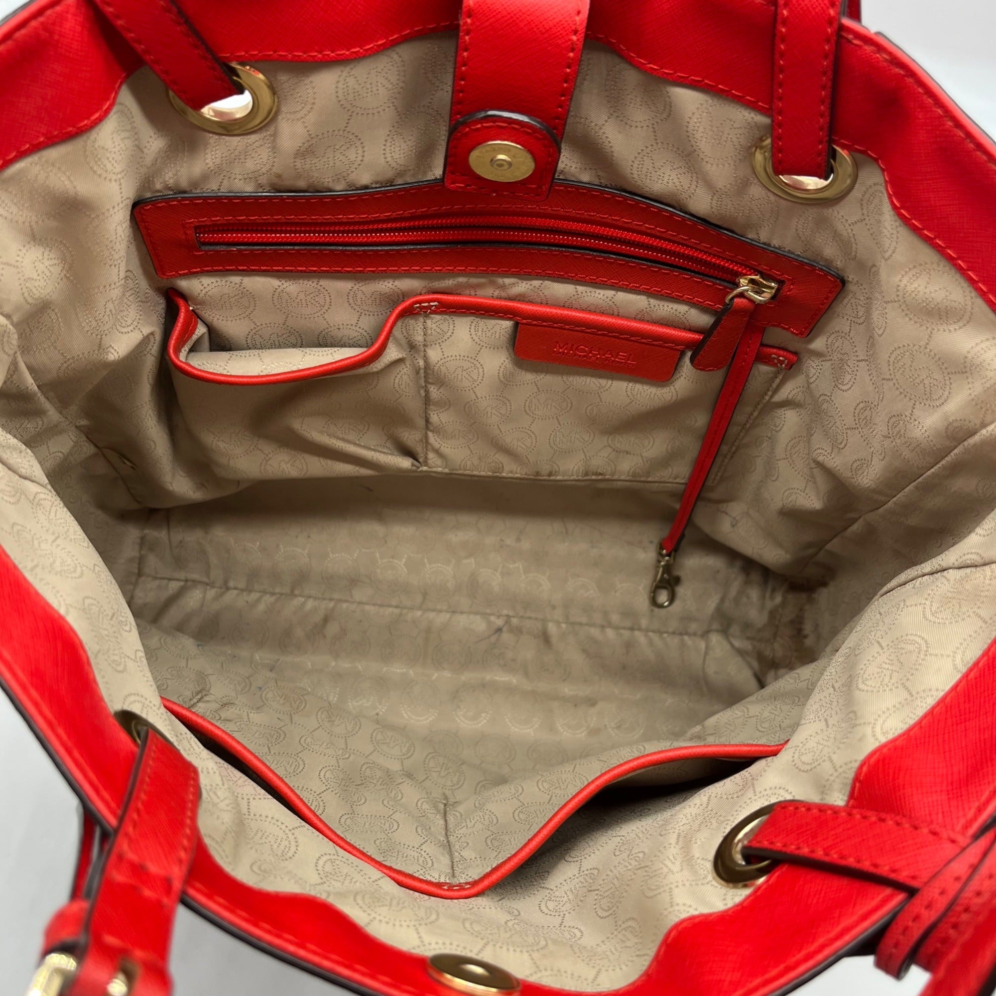 Michael Kors Red Saffiano Leather  Tote Bag
