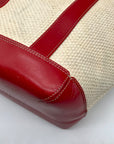 Coach Neutral And Red Cabana Straw Tote Bag 8908