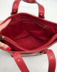 Coach Neutral And Red Cabana Straw Tote Bag 8908