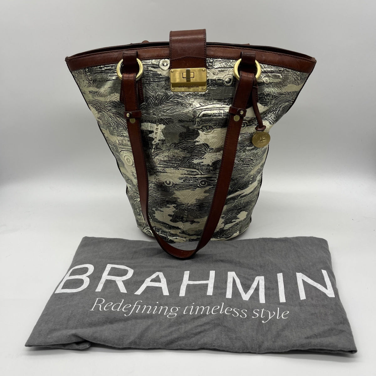 Brahmin Honey Brown Copa Cabana Leather Shoulder Bag