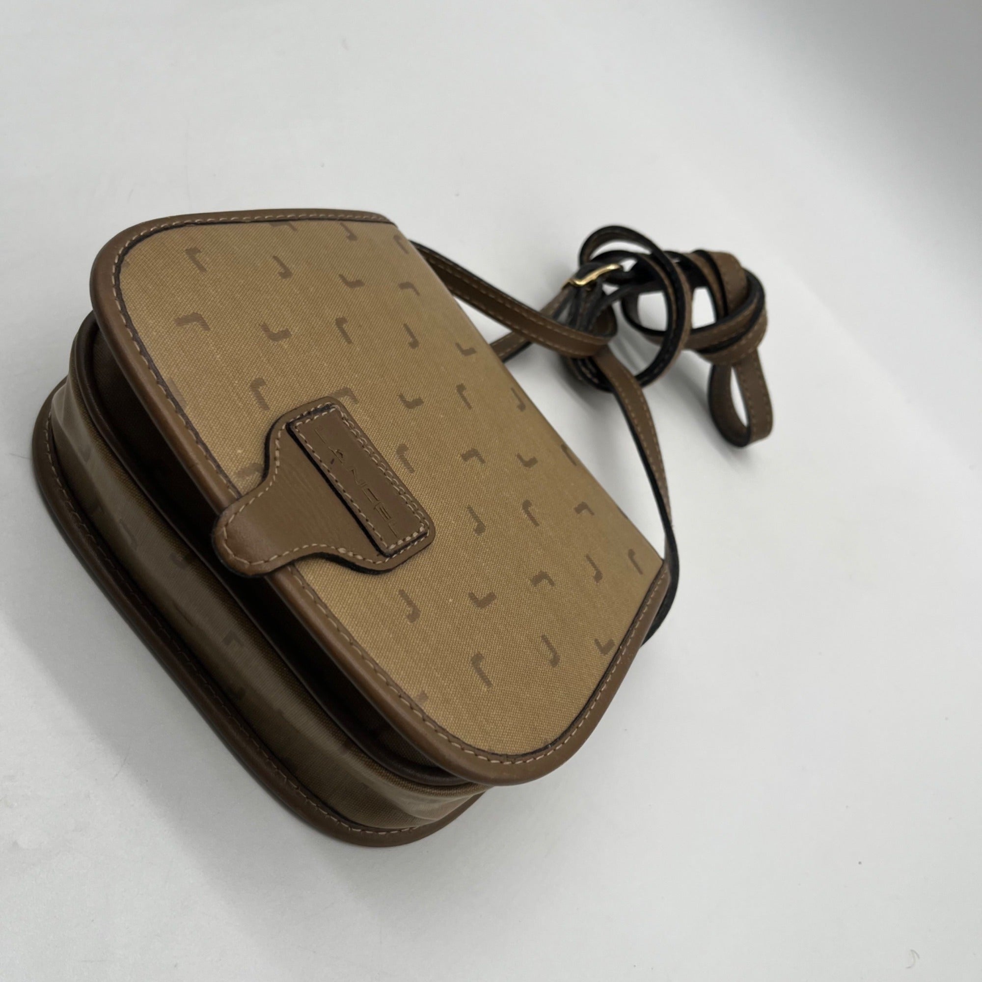 Lancel Brown Vintage canvas Crossbody Bag