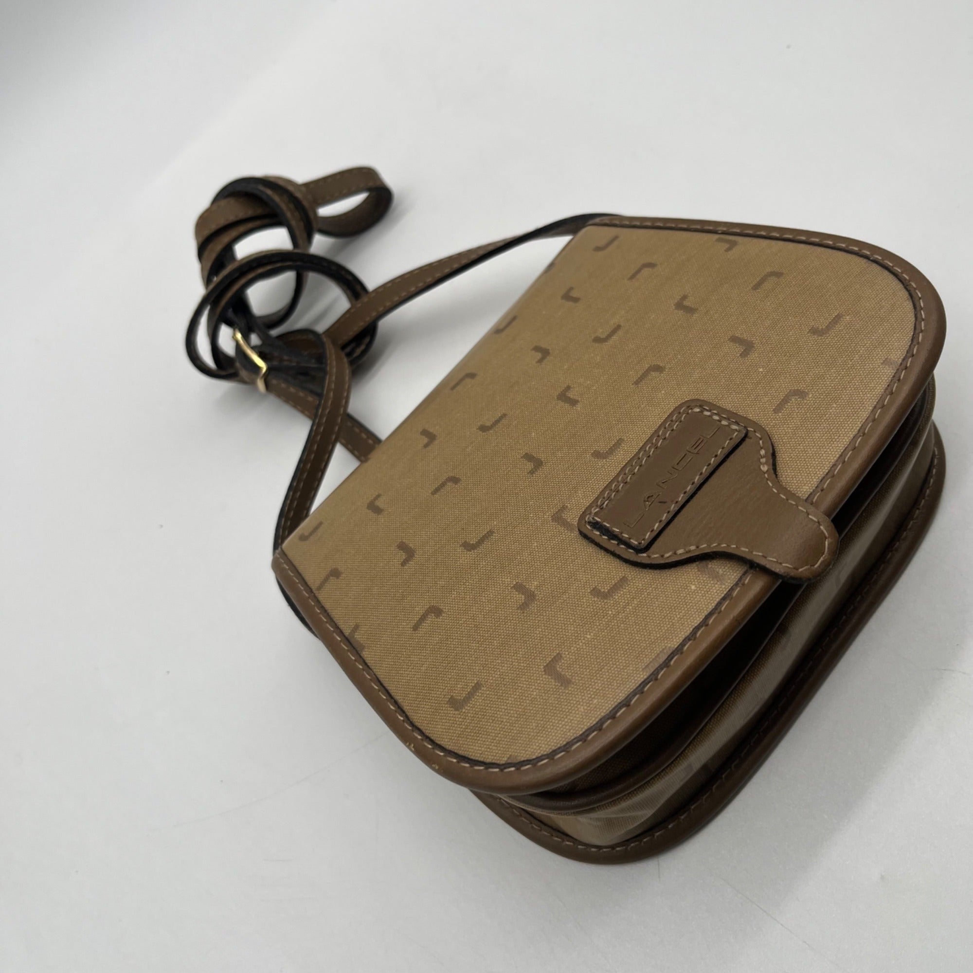 Lancel Brown Vintage canvas Crossbody Bag