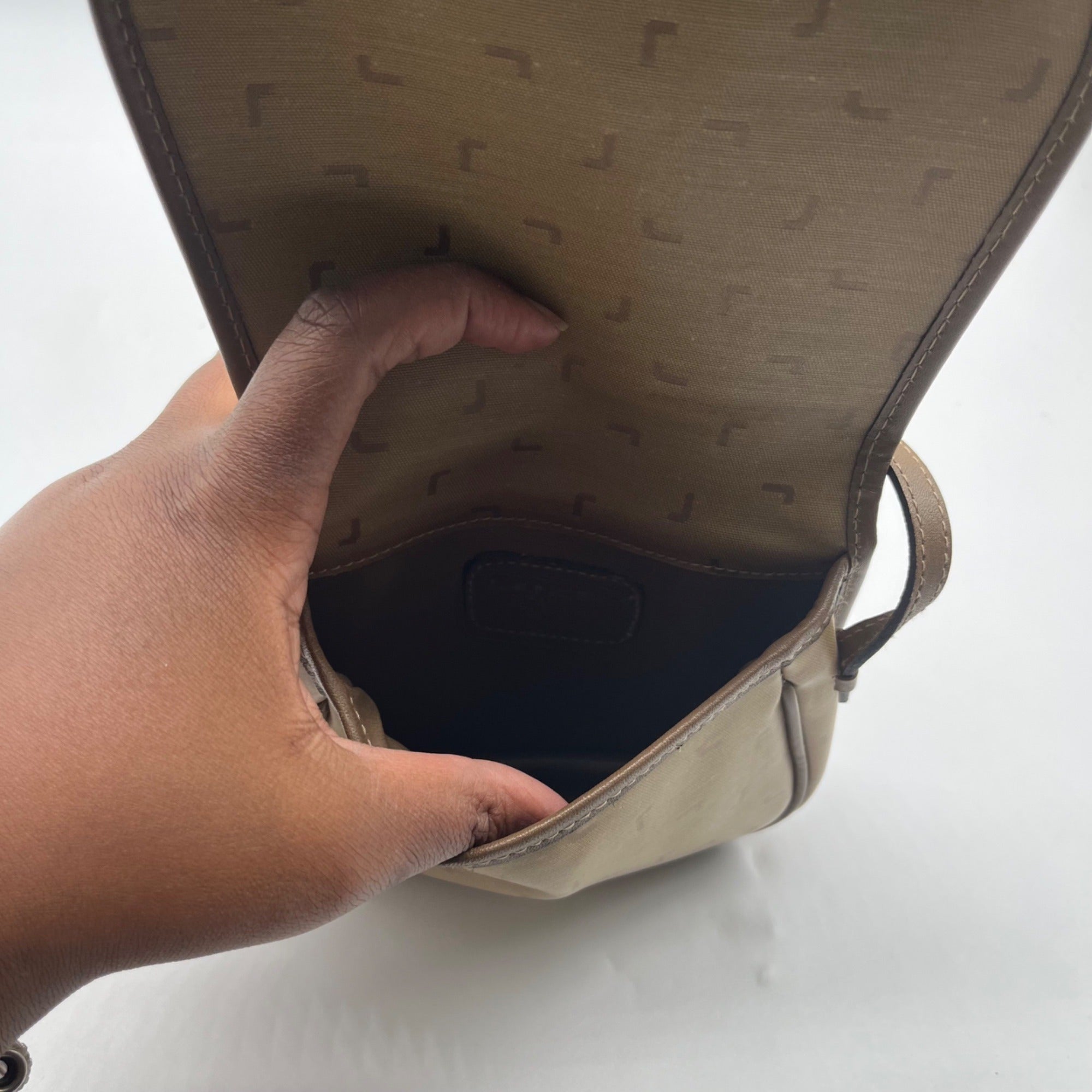 Lancel Brown Vintage canvas Crossbody Bag