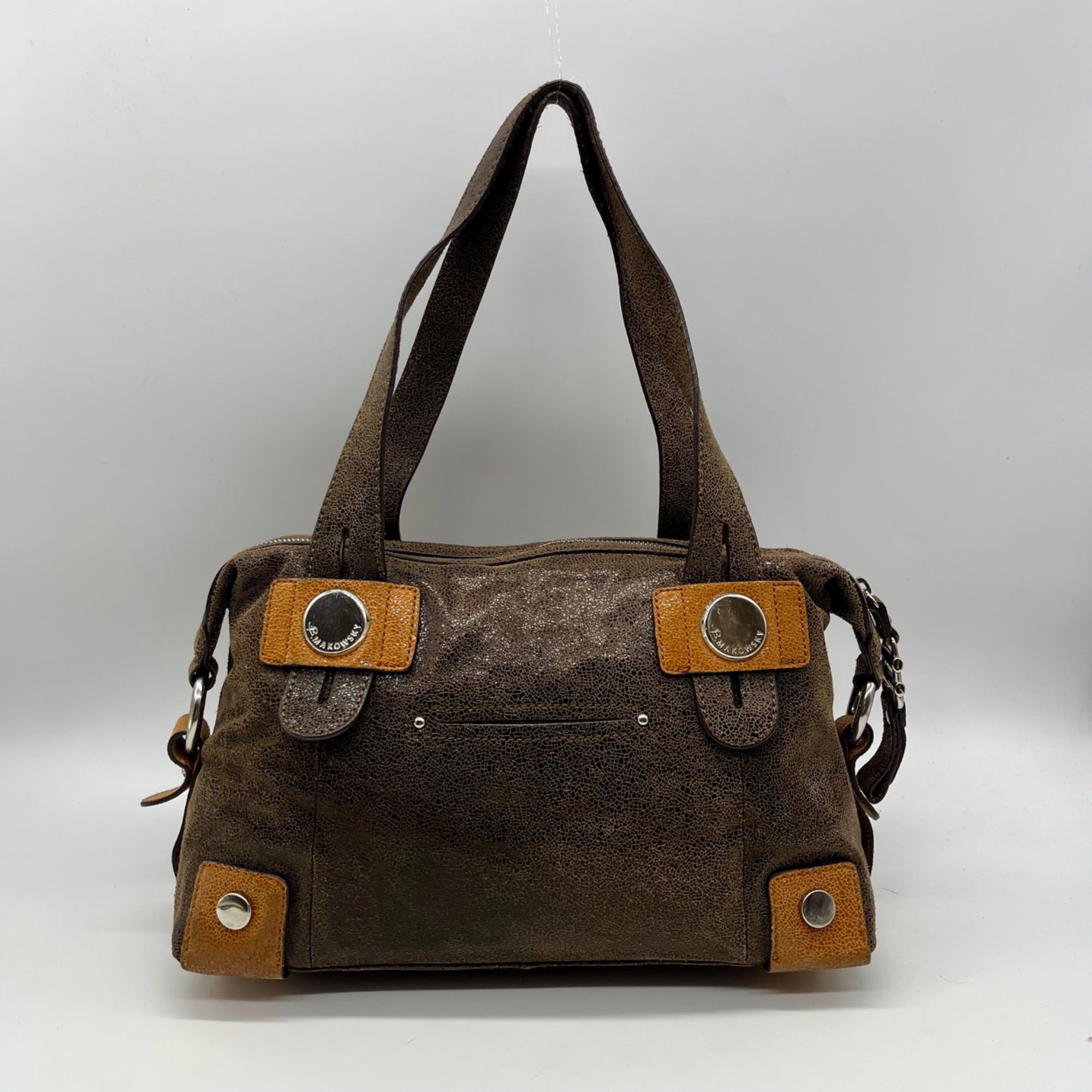 B. Makowsky Brown Leather Shoulder Bag