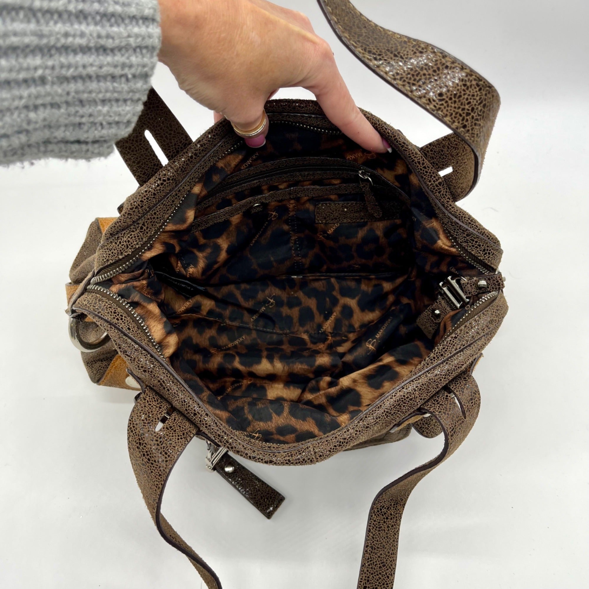 B. Makowsky Brown Leather Shoulder Bag