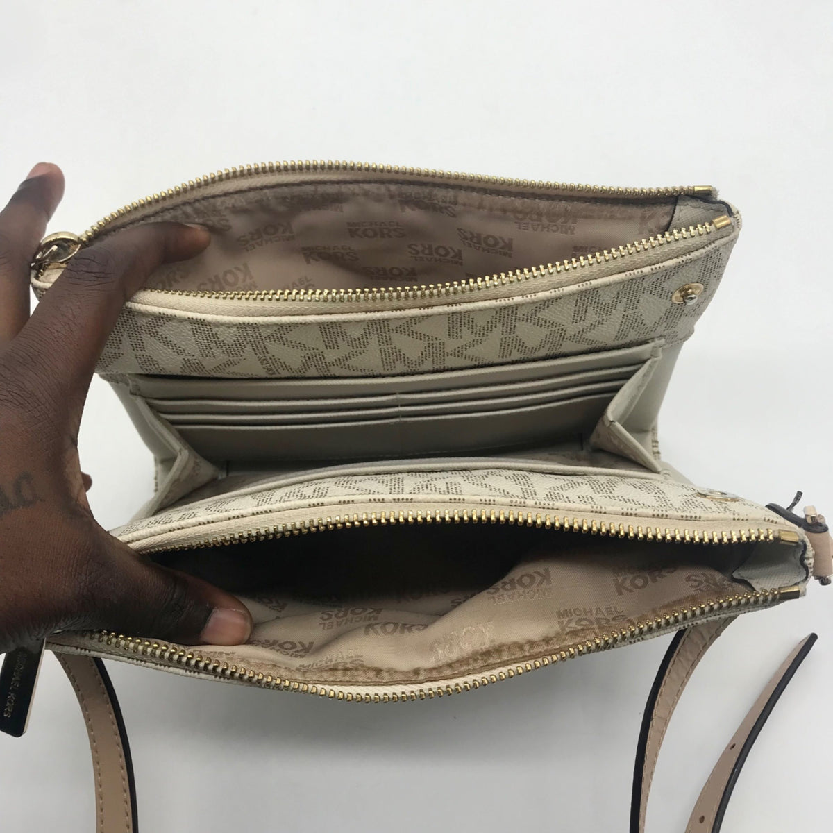 Michael Kors Cream Faux Leather Crossbody Bag