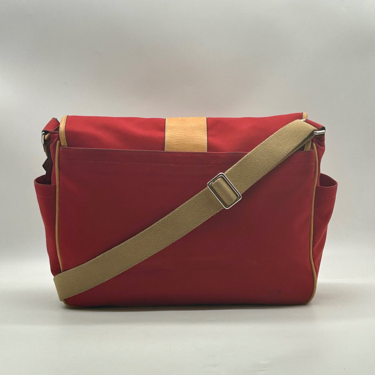 Coach Vintage Red Canvas And Leather Transatlantic Messenger Bag