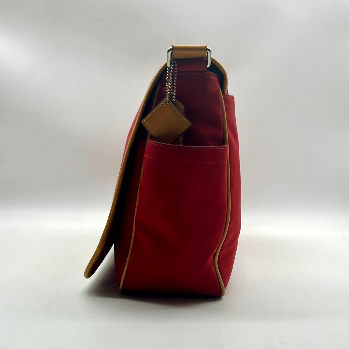 Coach Vintage Red Canvas And Leather Transatlantic Messenger Bag