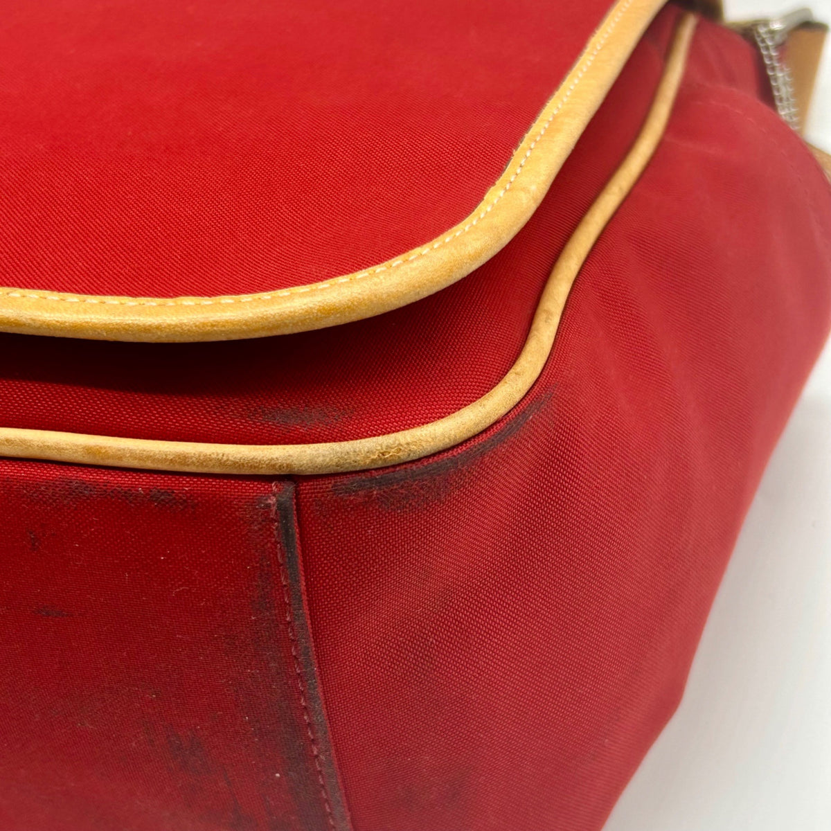 Coach Vintage Red Canvas And Leather Transatlantic Messenger Bag