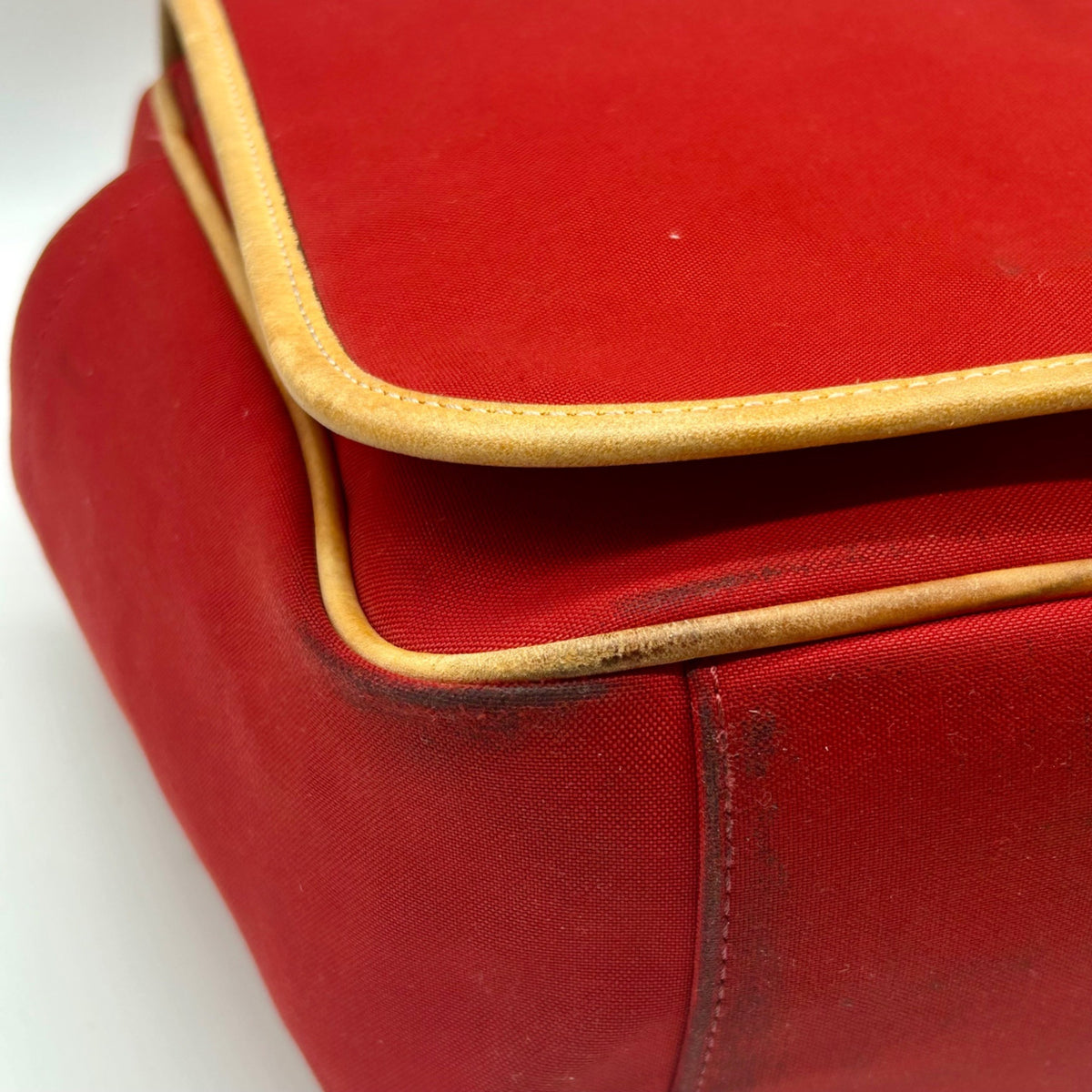 Coach Vintage Red Canvas And Leather Transatlantic Messenger Bag