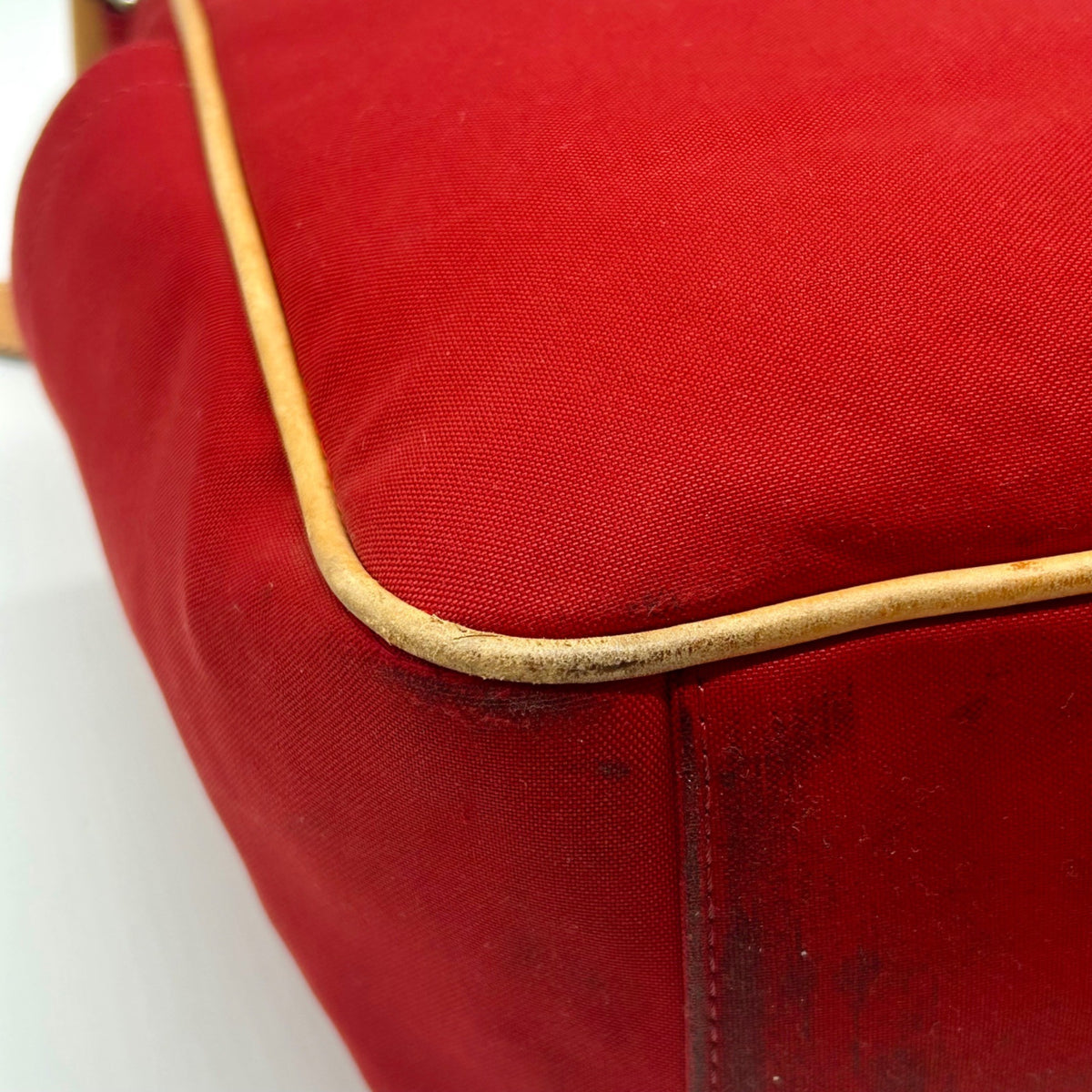Coach Vintage Red Canvas And Leather Transatlantic Messenger Bag