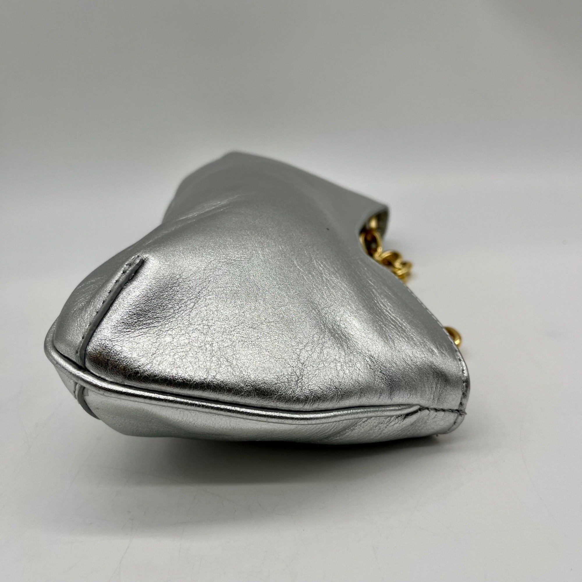 Arezzo Luna Silver Small Leather Baguette