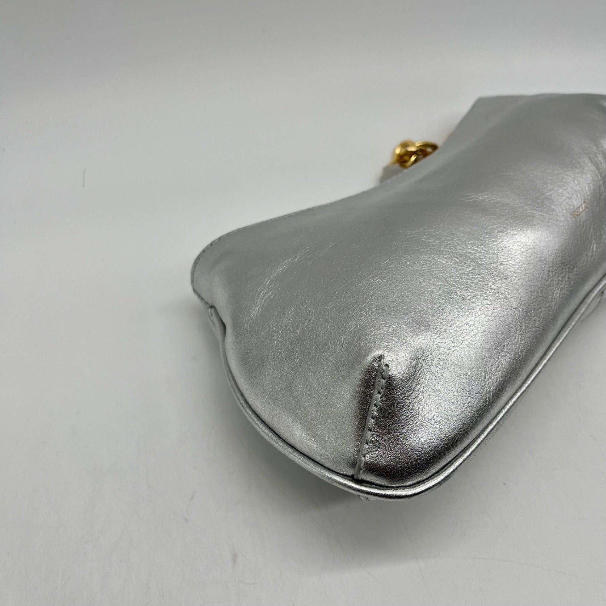 Arezzo Luna Silver Small Leather Baguette