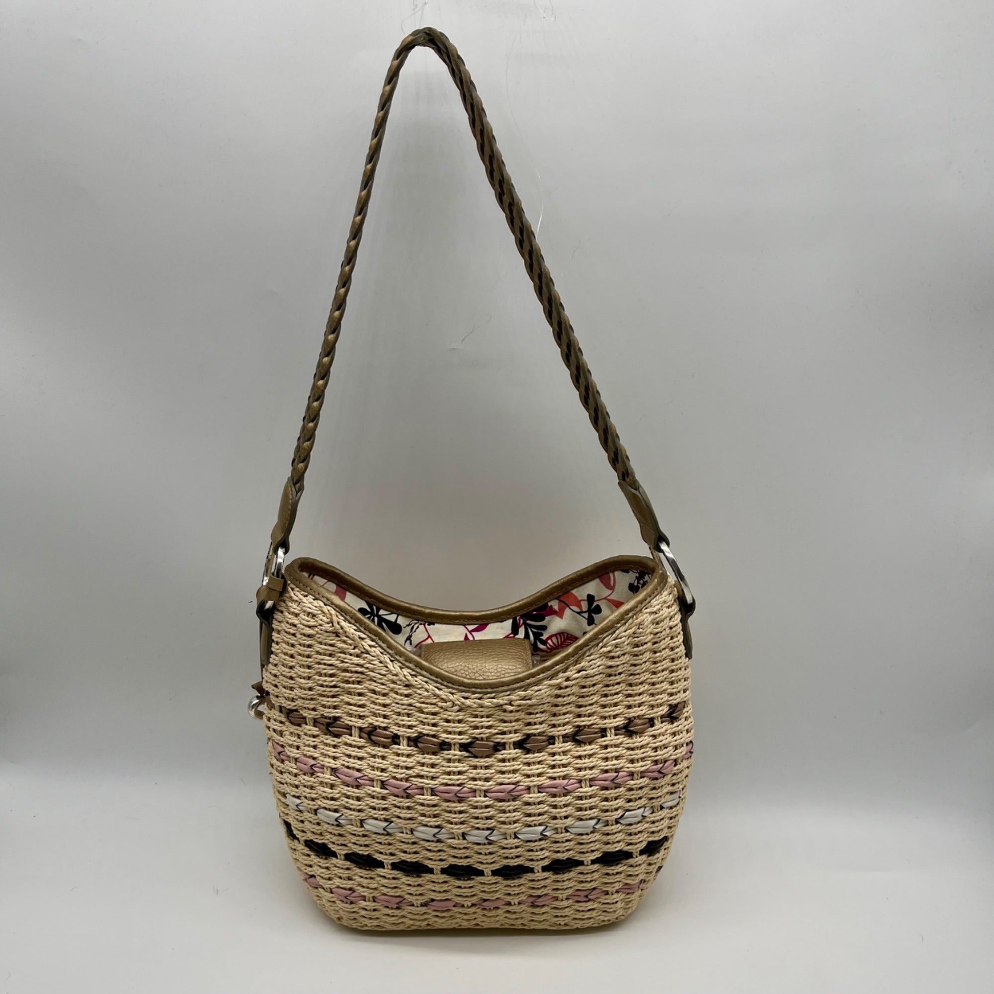 Brighton Tan Woven Straw Shoulder Bag