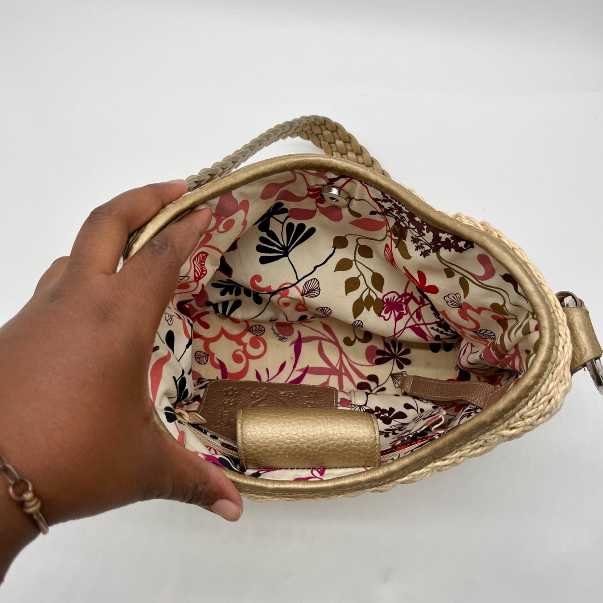 Brighton Tan Woven Straw Shoulder Bag