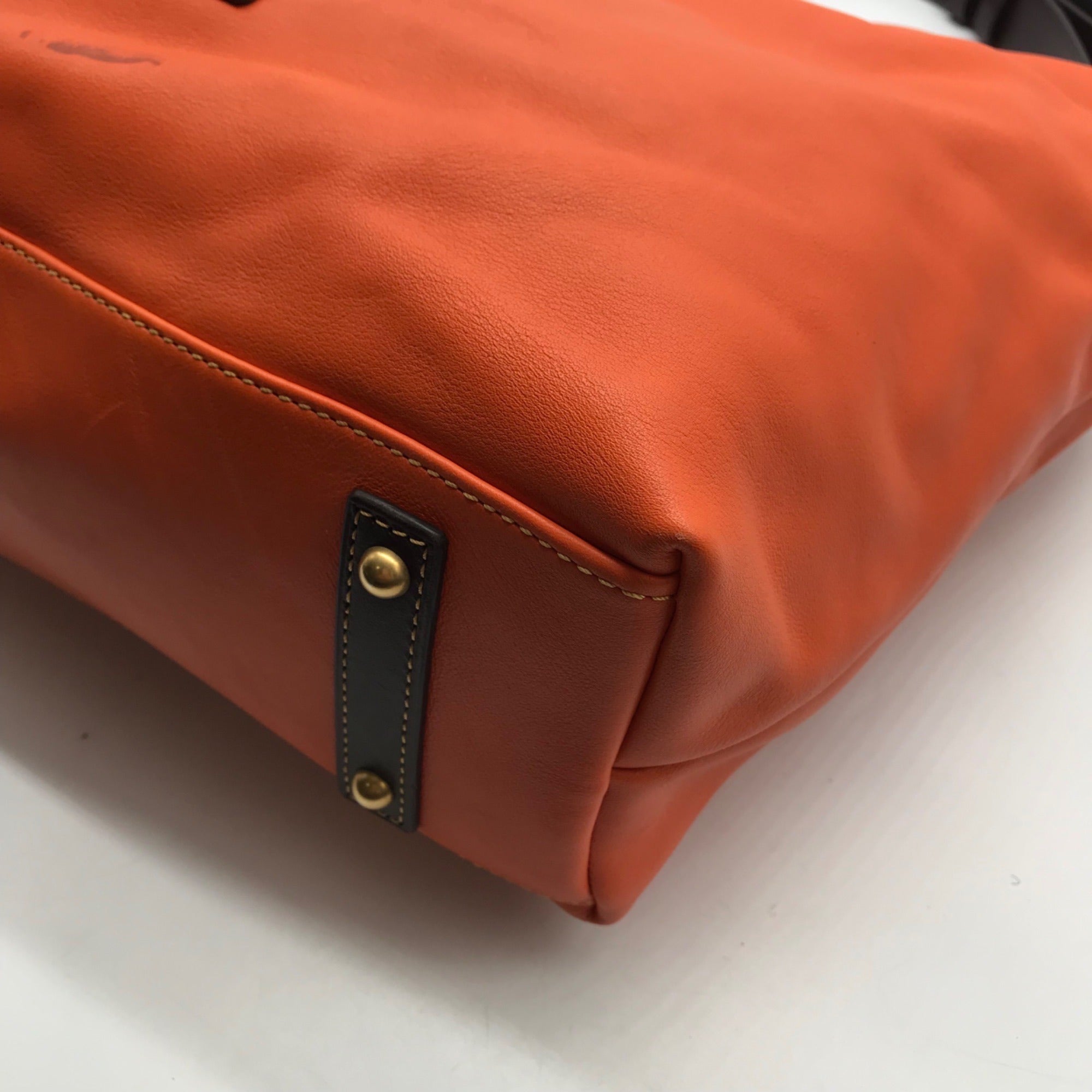 Dooney &amp; Bourke Orange Leather O- Ring Hobo Bag