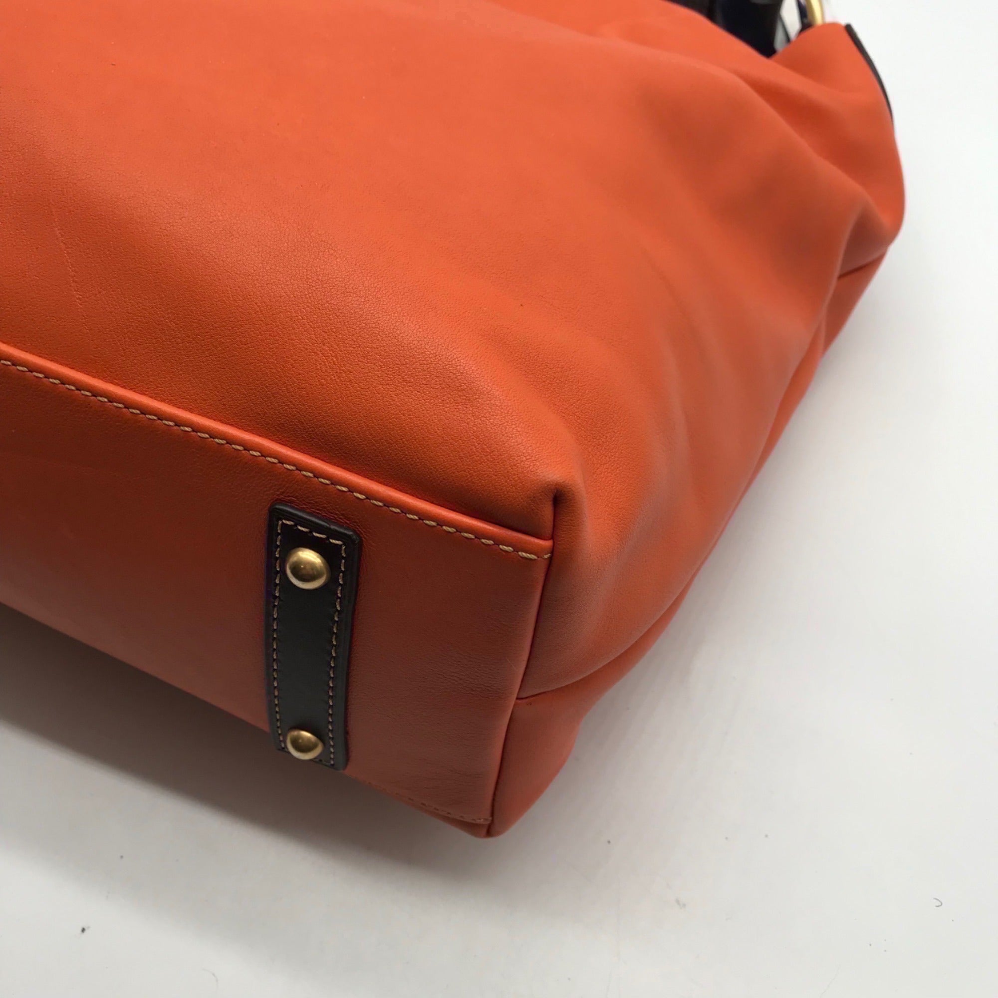 Dooney &amp; Bourke Orange Leather O- Ring Hobo Bag