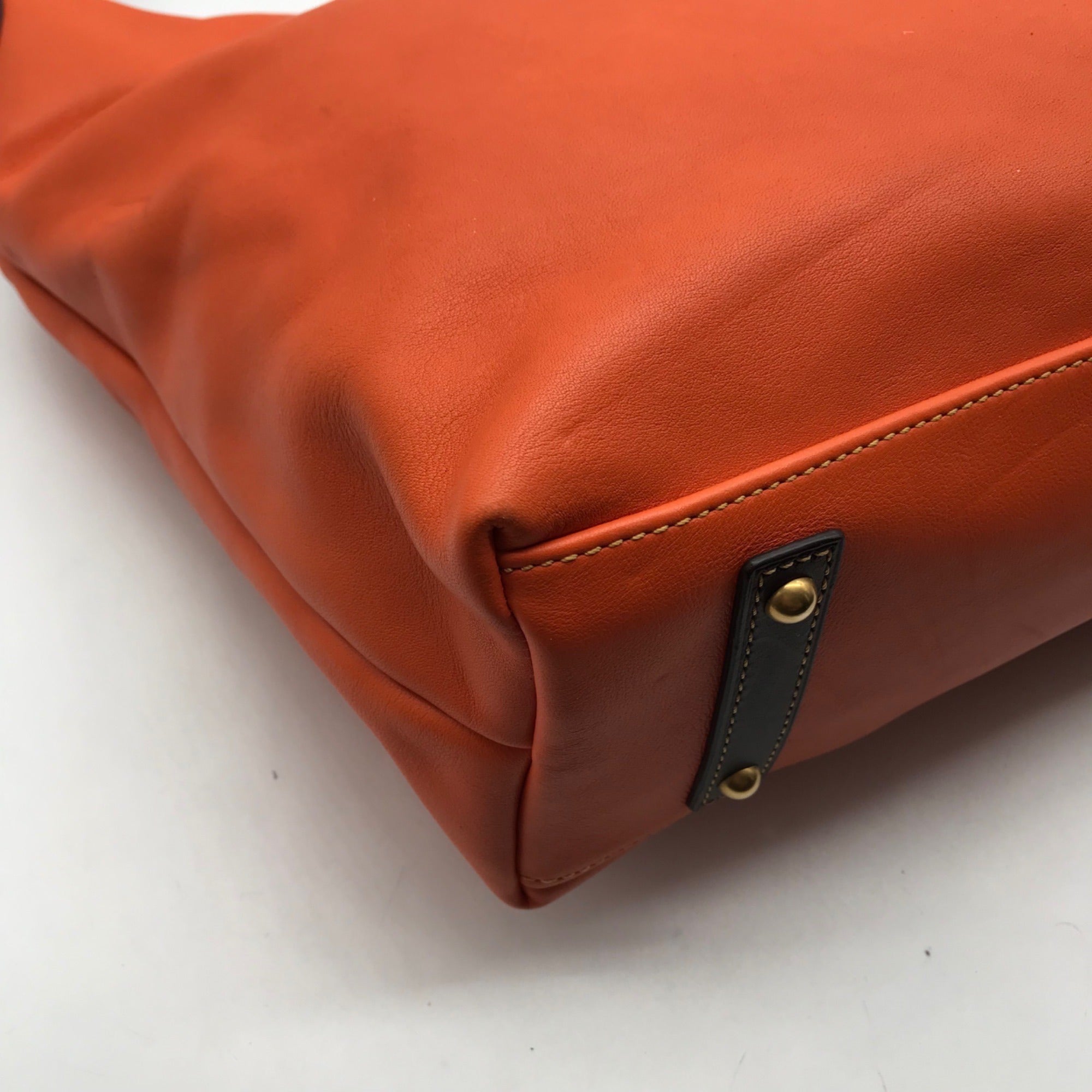 Dooney &amp; Bourke Orange Leather O- Ring Hobo Bag
