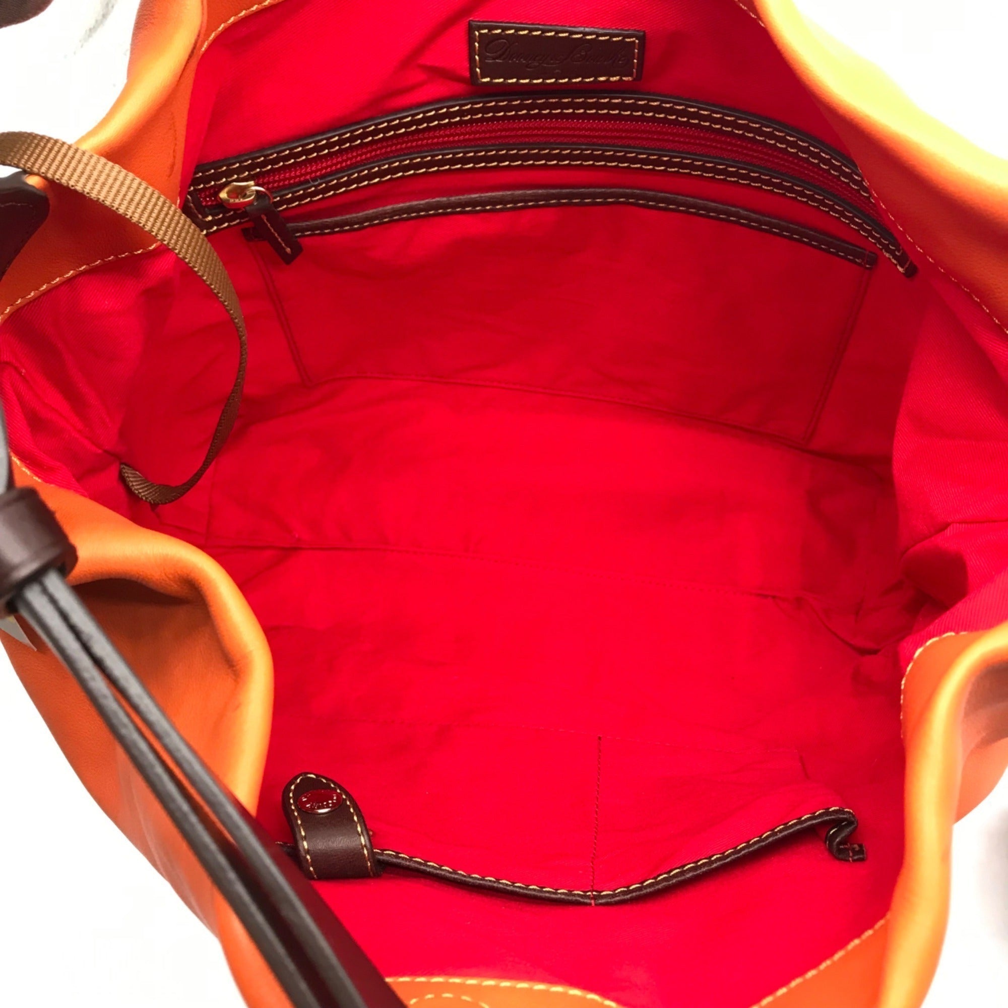 Dooney &amp; Bourke Orange Leather O- Ring Hobo Bag