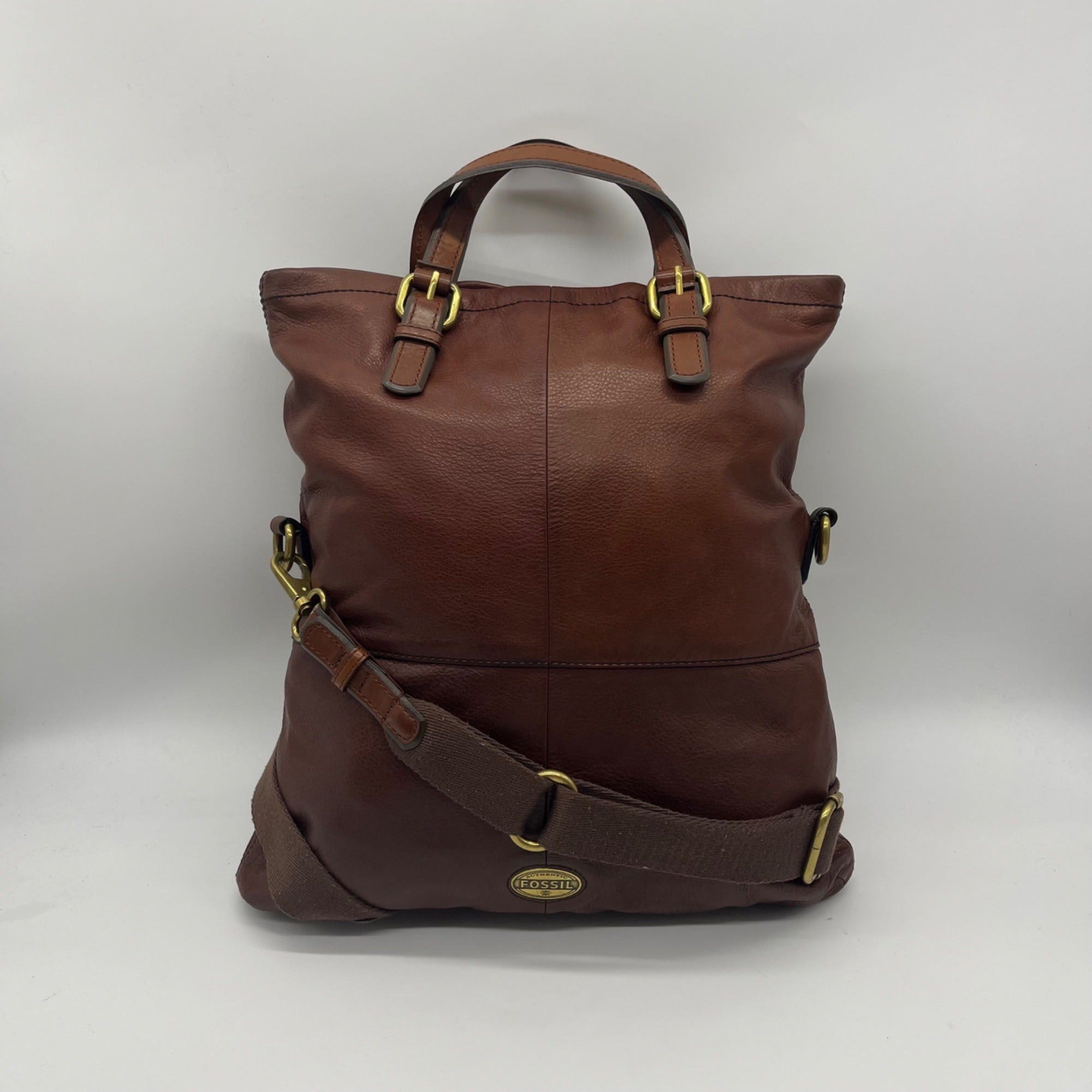 Fossil Brown Explorer Foldover Crossbody Bag